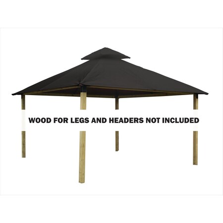 Superherostuff 14 sq. ft. Gazebo Roof Framing & Mounting Kit with Storm Grey Outdura Canopy PA3746443